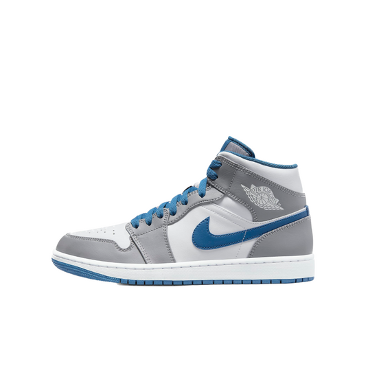 Nike Air Jordan 1 Mid Men's Shoes Cement Grey/True Blue/White